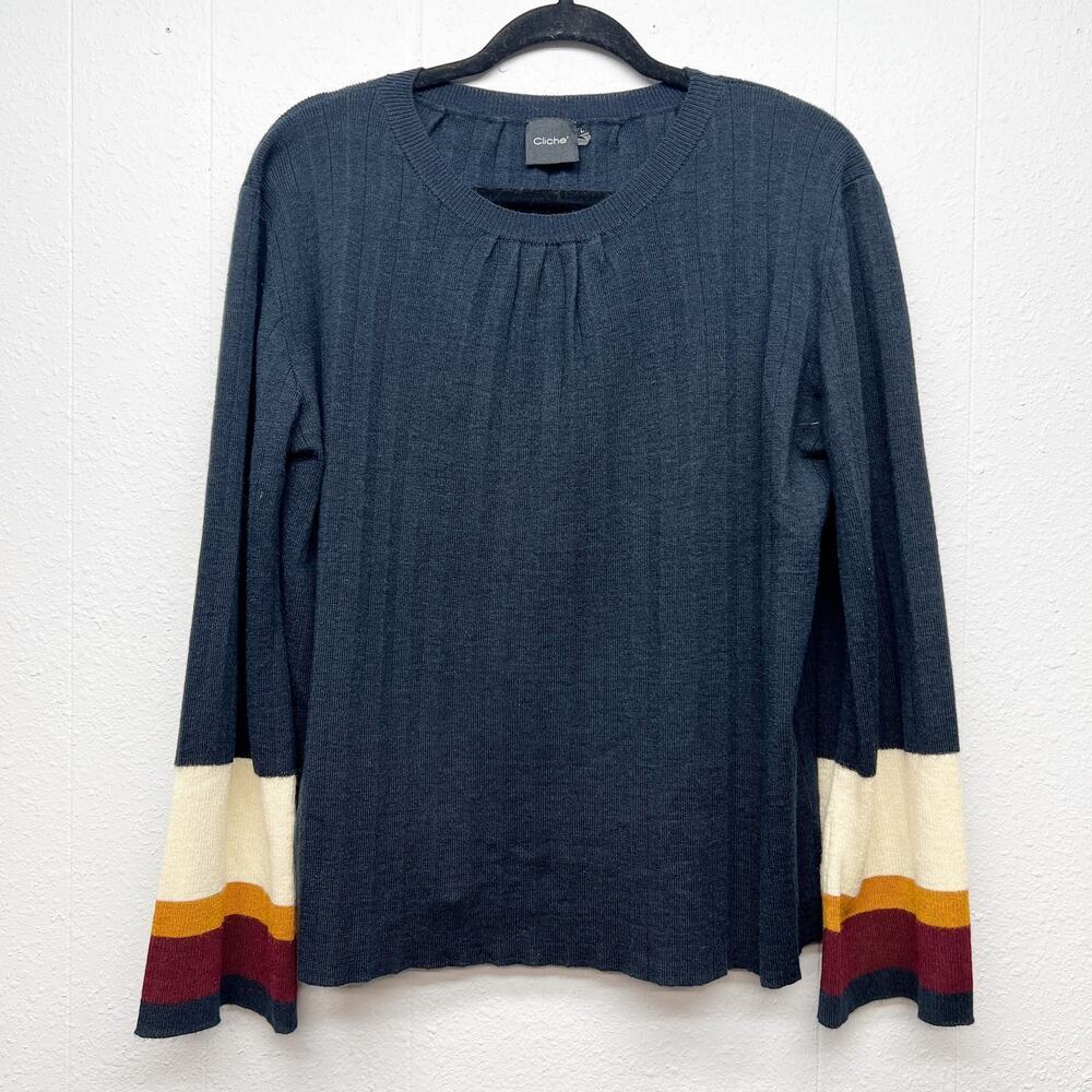 Cliche Wool Sweater Womens Large Wide Long Sleeves Workwear Career Academia